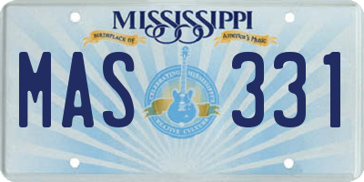 MS license plate MAS331