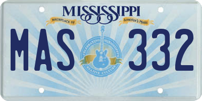 MS license plate MAS332