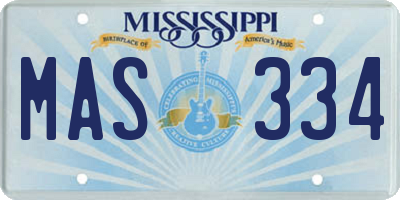 MS license plate MAS334