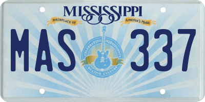 MS license plate MAS337