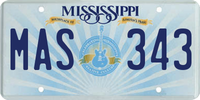 MS license plate MAS343