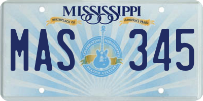 MS license plate MAS345