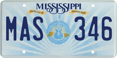MS license plate MAS346
