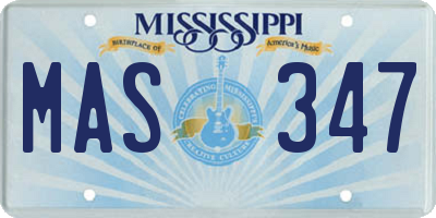 MS license plate MAS347