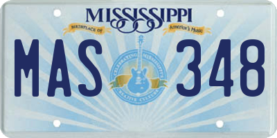 MS license plate MAS348