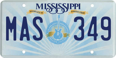 MS license plate MAS349