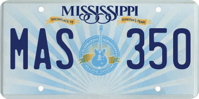 MS license plate MAS350