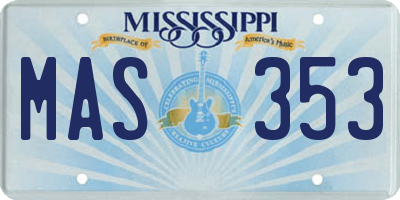 MS license plate MAS353