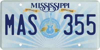 MS license plate MAS355