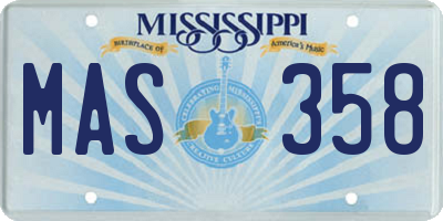 MS license plate MAS358
