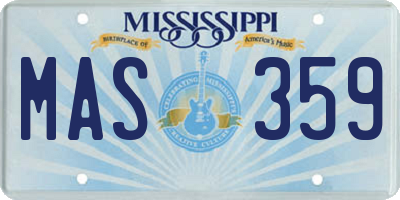 MS license plate MAS359