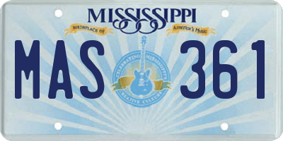 MS license plate MAS361