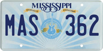 MS license plate MAS362