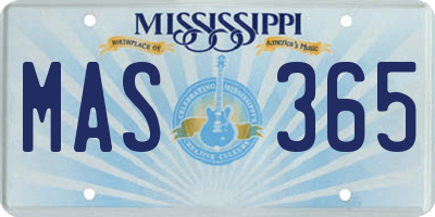 MS license plate MAS365