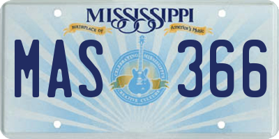 MS license plate MAS366