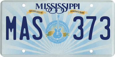 MS license plate MAS373