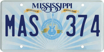MS license plate MAS374