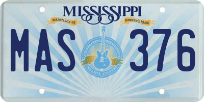MS license plate MAS376