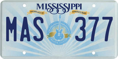 MS license plate MAS377