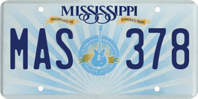 MS license plate MAS378