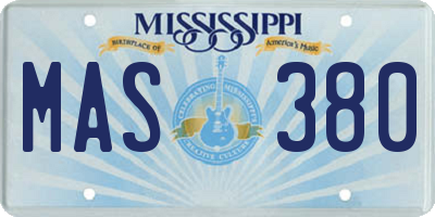 MS license plate MAS380