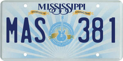 MS license plate MAS381