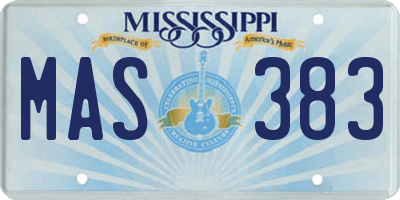MS license plate MAS383