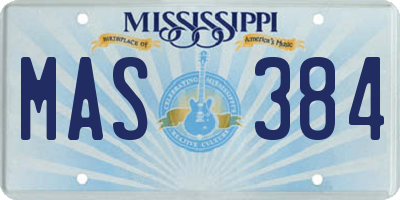 MS license plate MAS384