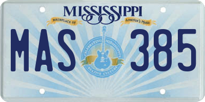 MS license plate MAS385