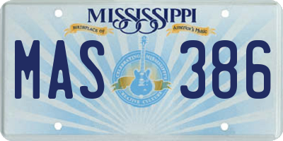 MS license plate MAS386