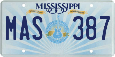 MS license plate MAS387