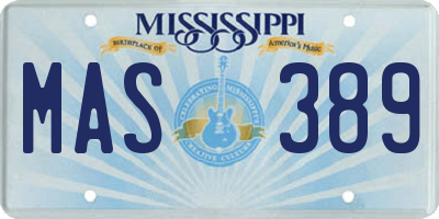 MS license plate MAS389