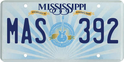 MS license plate MAS392