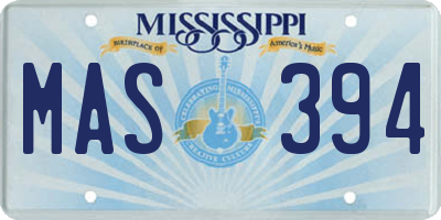MS license plate MAS394