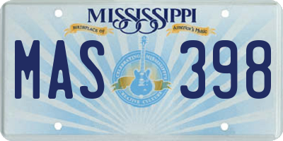 MS license plate MAS398
