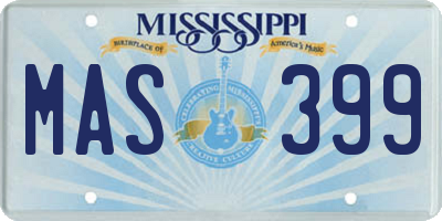 MS license plate MAS399
