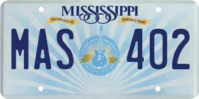 MS license plate MAS402