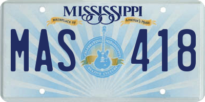 MS license plate MAS418