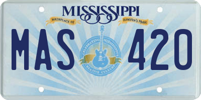 MS license plate MAS420