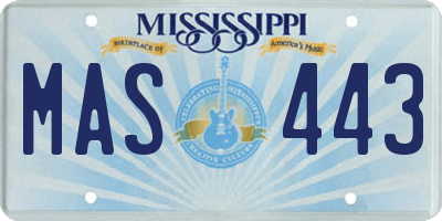 MS license plate MAS443