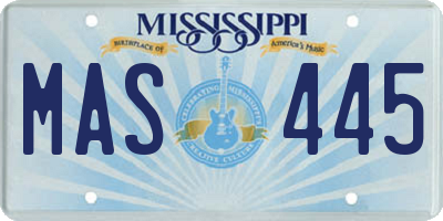 MS license plate MAS445