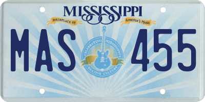 MS license plate MAS455