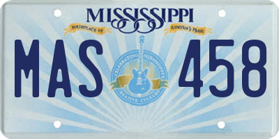MS license plate MAS458
