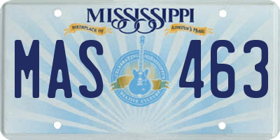MS license plate MAS463