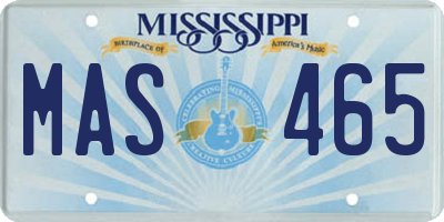 MS license plate MAS465