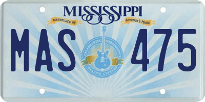 MS license plate MAS475