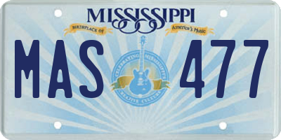 MS license plate MAS477