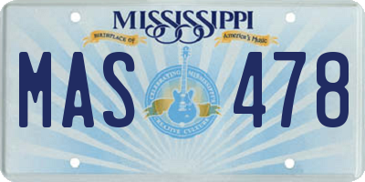 MS license plate MAS478