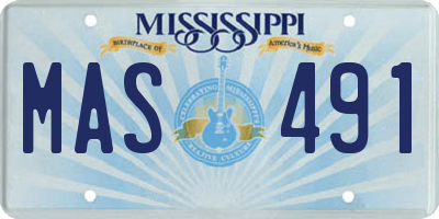 MS license plate MAS491