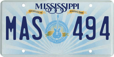 MS license plate MAS494
